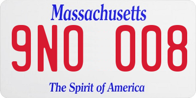 MA license plate 9NO008