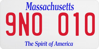 MA license plate 9NO010