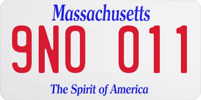 MA license plate 9NO011