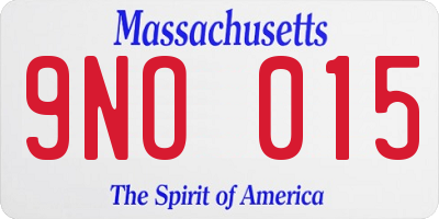MA license plate 9NO015