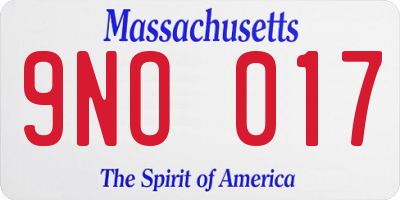 MA license plate 9NO017
