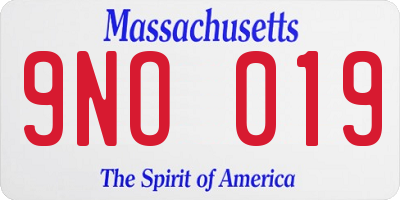 MA license plate 9NO019
