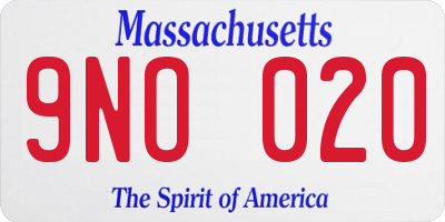 MA license plate 9NO020