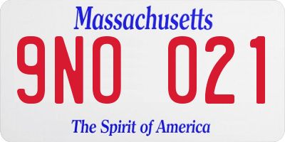 MA license plate 9NO021