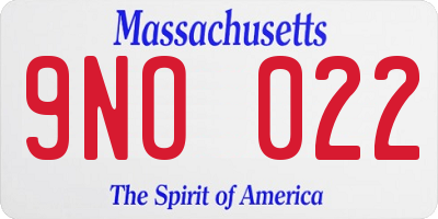 MA license plate 9NO022