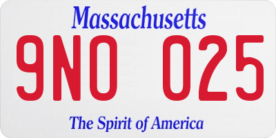 MA license plate 9NO025