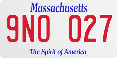 MA license plate 9NO027