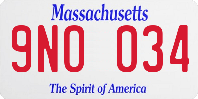 MA license plate 9NO034