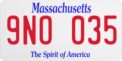 MA license plate 9NO035