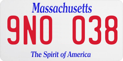 MA license plate 9NO038