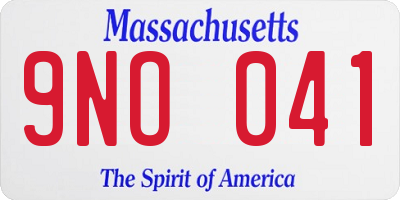 MA license plate 9NO041