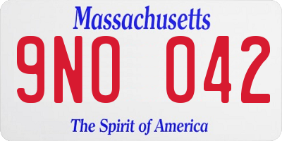 MA license plate 9NO042