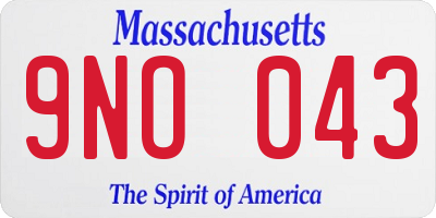 MA license plate 9NO043