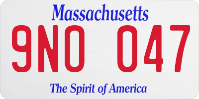 MA license plate 9NO047