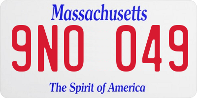 MA license plate 9NO049