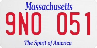 MA license plate 9NO051