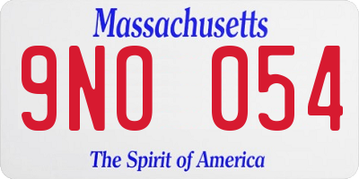 MA license plate 9NO054