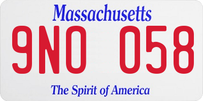 MA license plate 9NO058