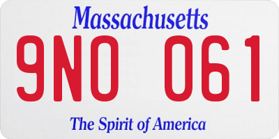 MA license plate 9NO061