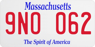 MA license plate 9NO062