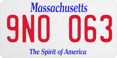 MA license plate 9NO063
