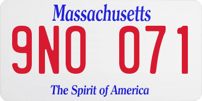 MA license plate 9NO071