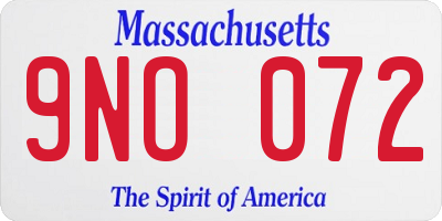MA license plate 9NO072