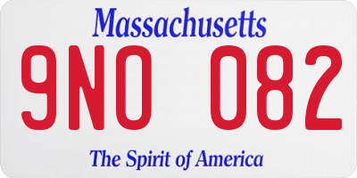 MA license plate 9NO082