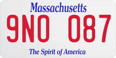 MA license plate 9NO087