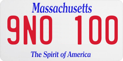 MA license plate 9NO100