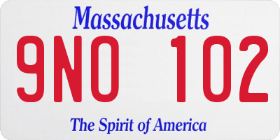 MA license plate 9NO102