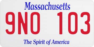 MA license plate 9NO103