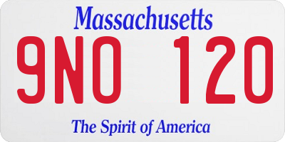 MA license plate 9NO120