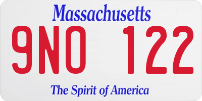 MA license plate 9NO122