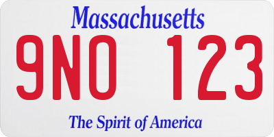 MA license plate 9NO123
