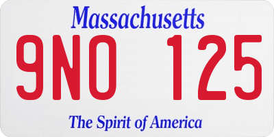 MA license plate 9NO125