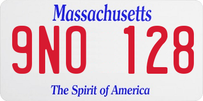 MA license plate 9NO128