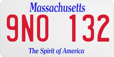 MA license plate 9NO132