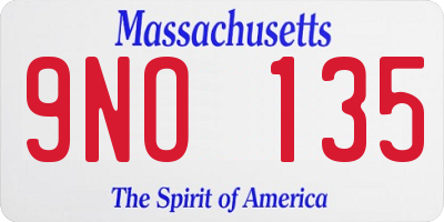 MA license plate 9NO135