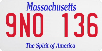 MA license plate 9NO136