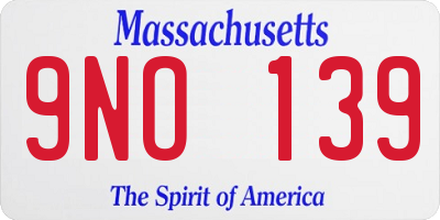 MA license plate 9NO139