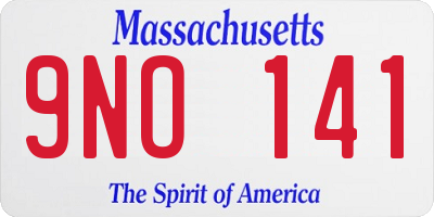MA license plate 9NO141