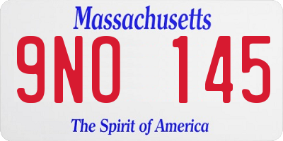 MA license plate 9NO145