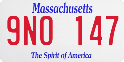 MA license plate 9NO147