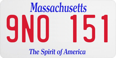 MA license plate 9NO151