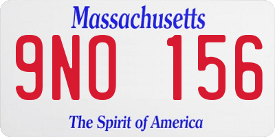 MA license plate 9NO156