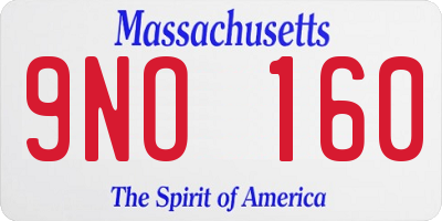 MA license plate 9NO160
