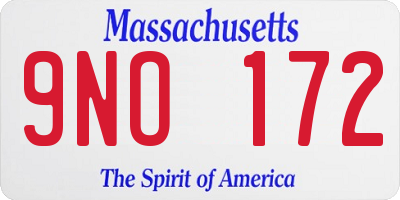 MA license plate 9NO172