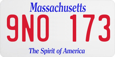MA license plate 9NO173
