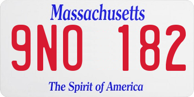 MA license plate 9NO182
